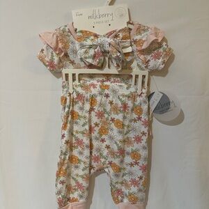 Milkberry Floral Baby 3pc Outfit Set